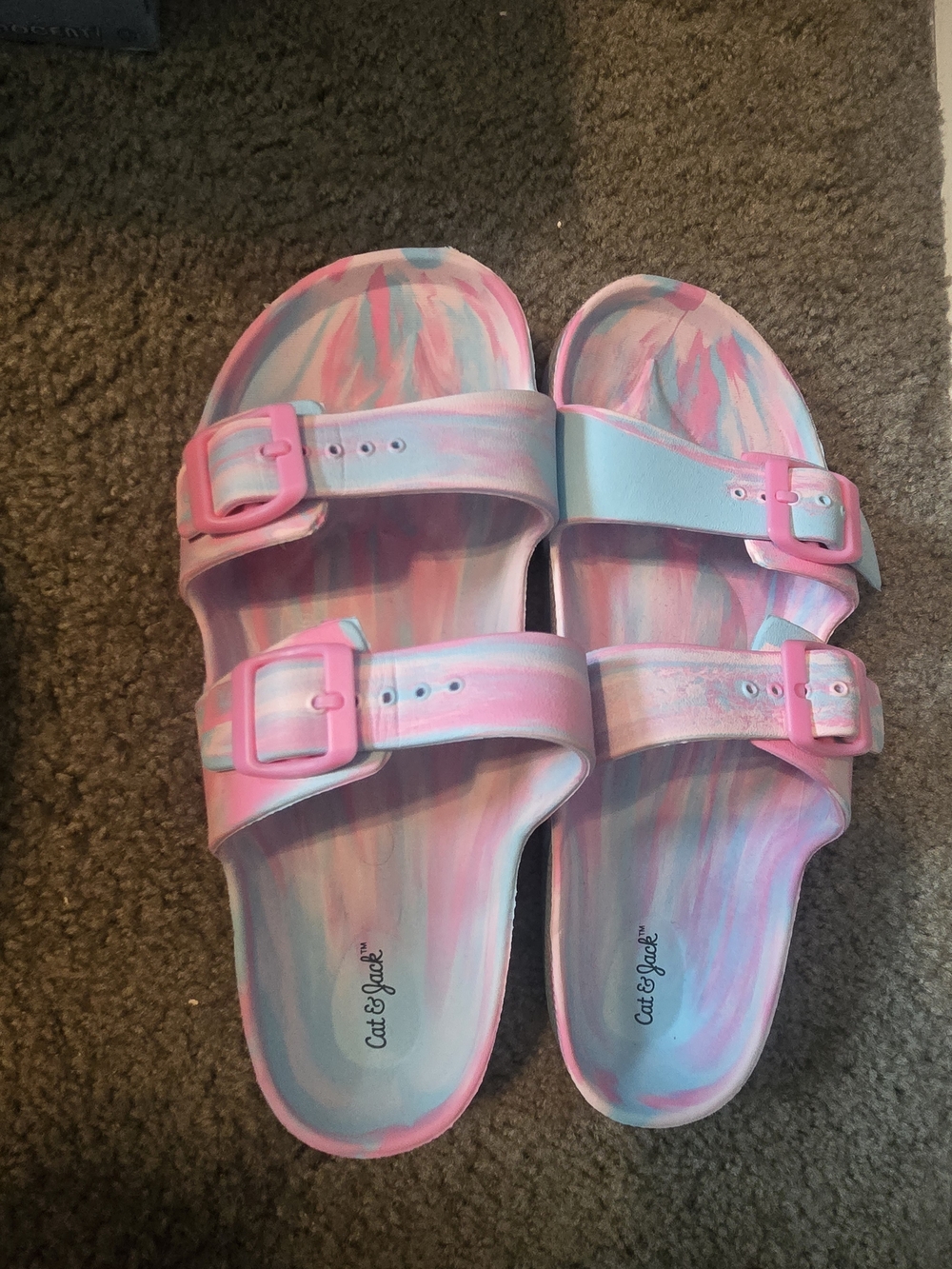 Target Kids' Pink & Blue Tie-Dye Double Buckle Slide Sandals